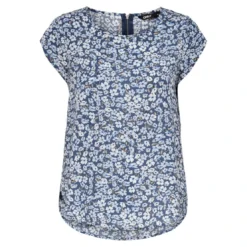 OnlyTop Imprimé all over Col rond Manches courtes Fermeture éclair bleu Pey
