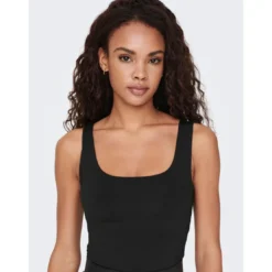 OnlyTops Col en U Sans manches noir
