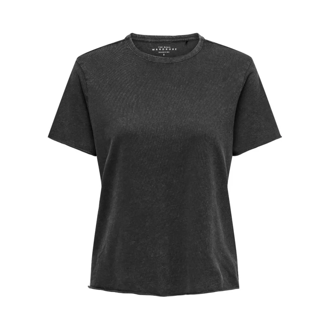 OnlyT-shirt regular fit col rond manches courtes noir en coton bio Sue