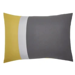 OriginTaie d'oreiller bicolore unie en coton, MELI MELO Gris zinc et curry