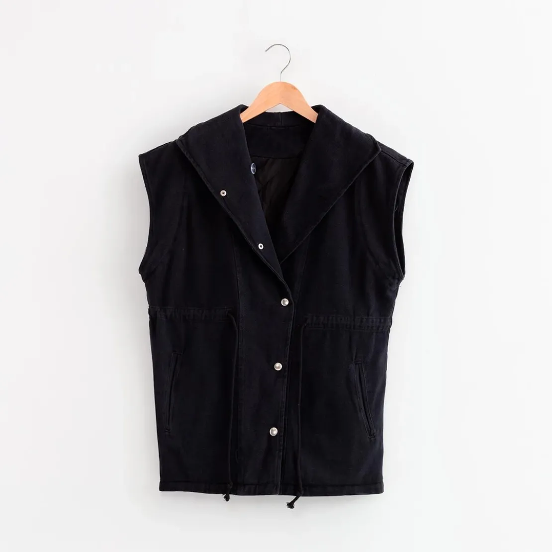 Outside InVeste sans manche denim Noire en coton