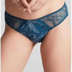 PanacheCulotte Brésilienne en Dentelle Ajourée et Tulle Brodé - Bleue- Jasmine
