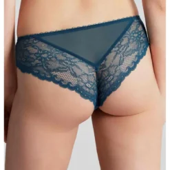 PanacheCulotte Brésilienne en Dentelle Ajourée et Tulle Brodé - Bleue- Jasmine