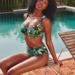Panache maillotsCulotte de bain taille haute multicolore- Bali Midi Gather