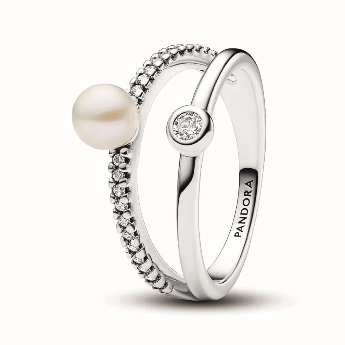 PandoraAnneau Double Perle de Culture et Pavé 193147C01
