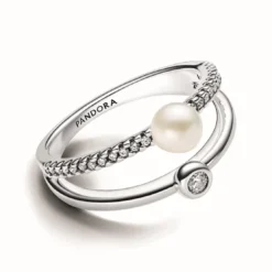 PandoraAnneau Double Perle de Culture et Pavé 193147C01