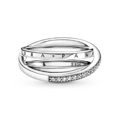 PandoraAnneau Triple Pavé Croisé Pandora Signature - Argent