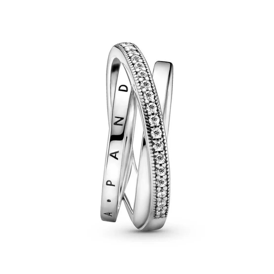PandoraAnneau Triple Pavé Croisé Pandora Signature - Argent