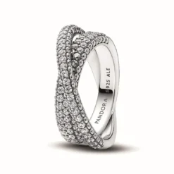 PandoraBague Anneau Double Pavé Croisé - Pandora Timeless
