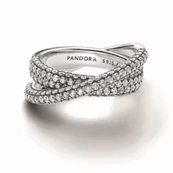 PandoraBague Anneau Double Pavé Croisé - Pandora Timeless