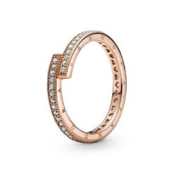 PandoraBague Chevauchante Scintillante Pandora Signature - Métal Doré à l'or Rose fin 585/1000