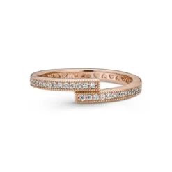 PandoraBague Chevauchante Scintillante Pandora Signature - Métal Doré à l'or Rose fin 585/1000
