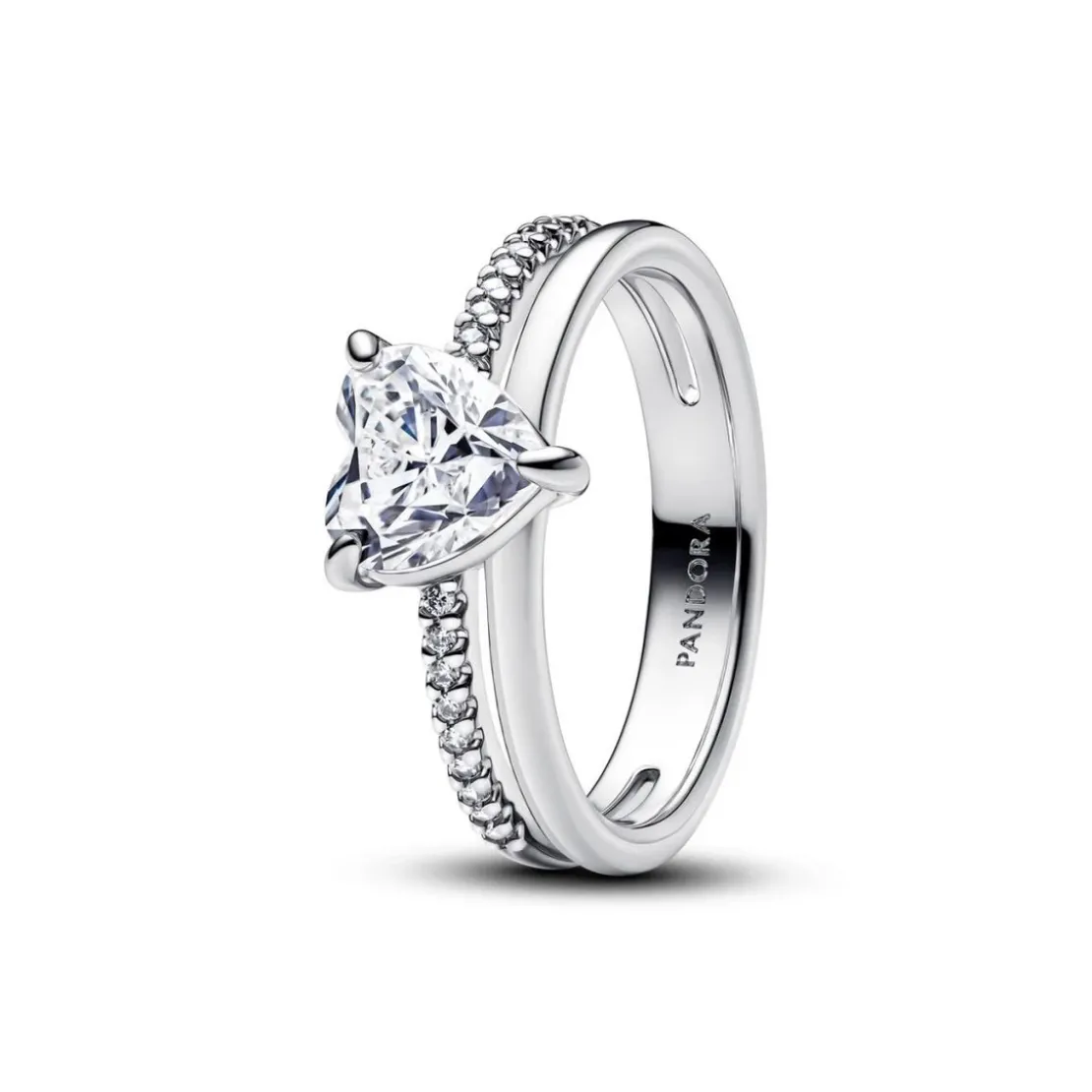 PandoraBague Cœur Anneau Double Argent
