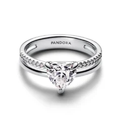 PandoraBague Cœur Anneau Double Argent