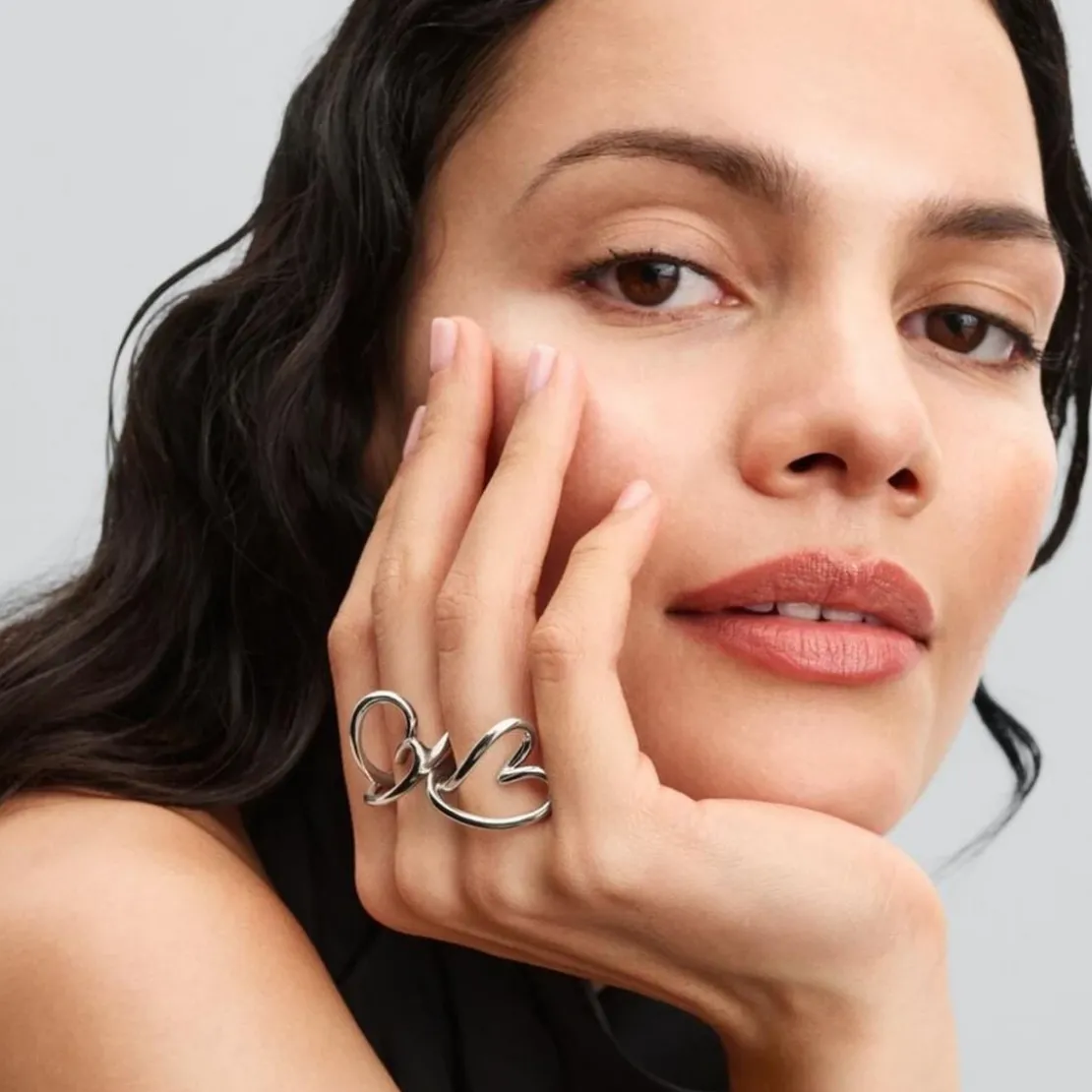 PandoraBague Cœur Organique Argent