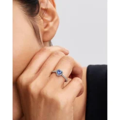 PandoraBague Cœur Surélevé Bleuet Scintillant