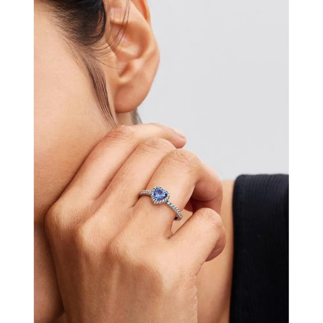 PandoraBague Cœur Surélevé Bleuet Scintillant