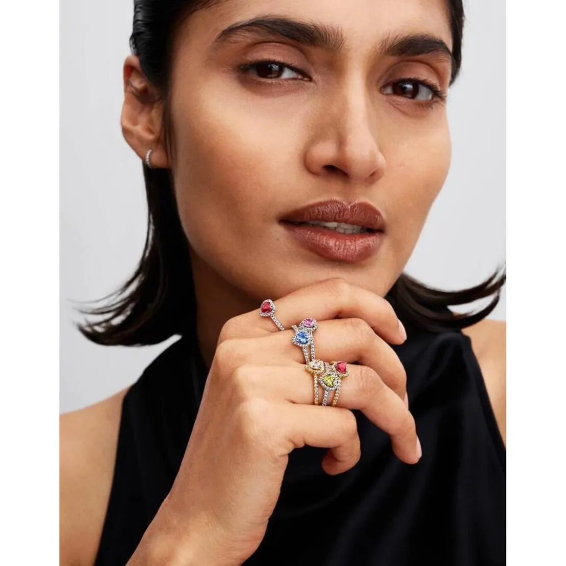 PandoraBague Cœur Surélevé Bleuet Scintillant