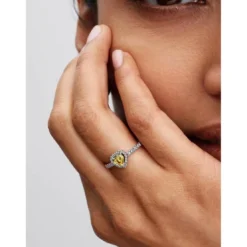 PandoraBague Cœur Surélevé Jaune Scintillant