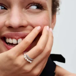 PandoraBague femme argent sterling 193145C01 avec perle blanche et zircone transparente Pandora Timeless