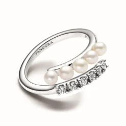 PandoraBague femme argent sterling 193145C01 avec perle blanche et zircone transparente Pandora Timeless