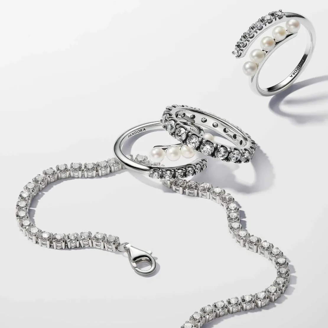 PandoraBague femme argent sterling 193145C01 avec perle blanche et zircone transparente Pandora Timeless