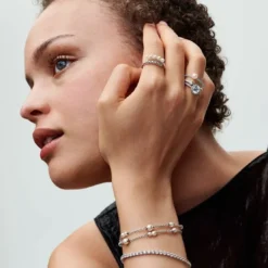 PandoraBague femme argent sterling 193145C01 avec perle blanche et zircone transparente Pandora Timeless
