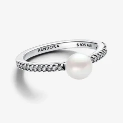 PandoraBague femme argent sterling 193158C01 avec perle blanche et zircone transparente Pandora Timeless