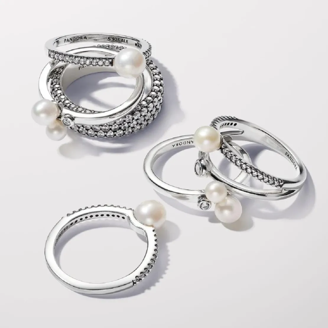 PandoraBague femme argent sterling 193158C01 avec perle blanche et zircone transparente Pandora Timeless