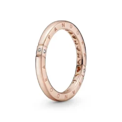 PandoraBague Logo & Cœurs Pandora Signature - Métal Doré à l'or Rose fin 585/1000