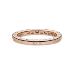 PandoraBague Logo & Cœurs Pandora Signature - Métal Doré à l'or Rose fin 585/1000