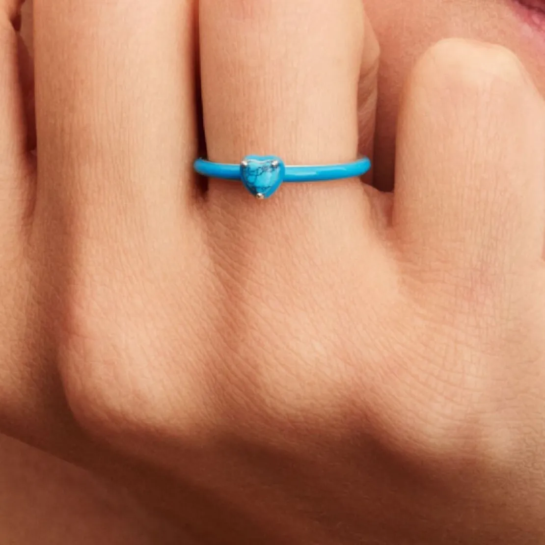 PandoraBague Pierre Cœur Turquoise