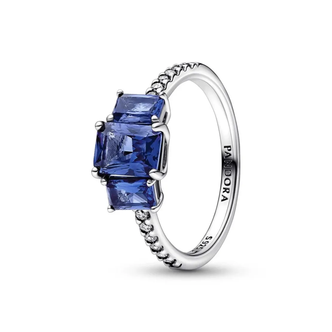 PandoraBague Scintillante Pandora Timeless - Trio de Pierres Rectangulaires Bleues