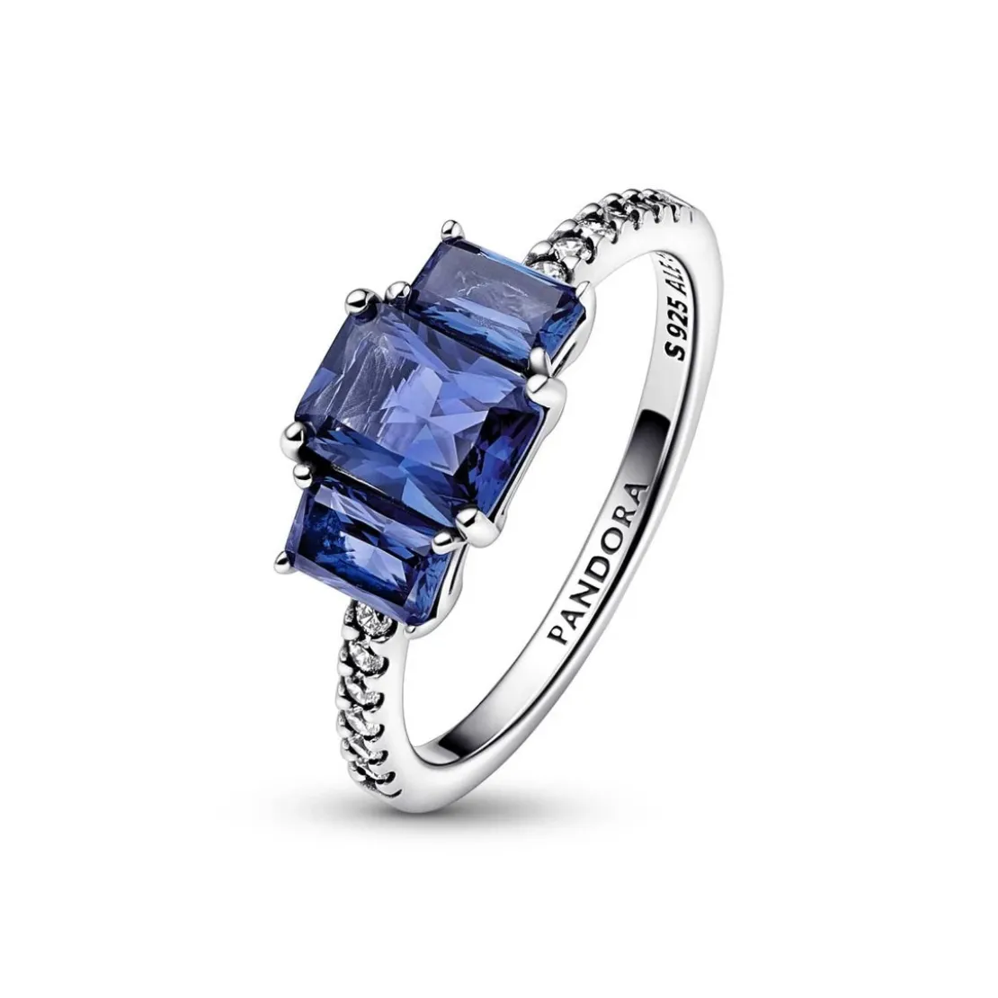 PandoraBague Scintillante Pandora Timeless - Trio de Pierres Rectangulaires Bleues