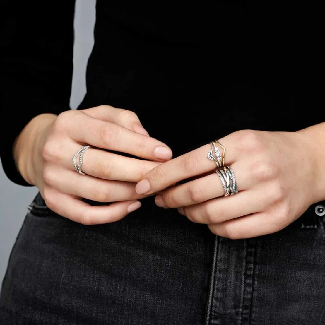 PandoraBague trois pierres rondes Pandora Timeless