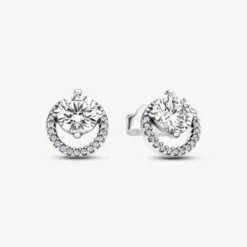 PandoraBoucles d'oreilles femme en argent sterling avec zircons Pandora