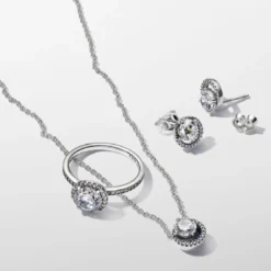 PandoraBoucles d'oreilles femme en argent sterling avec zircons Pandora