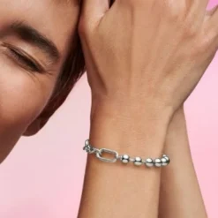 PandoraBracelet Chaîne Sphère Métallique et Link Argent Pandora ME