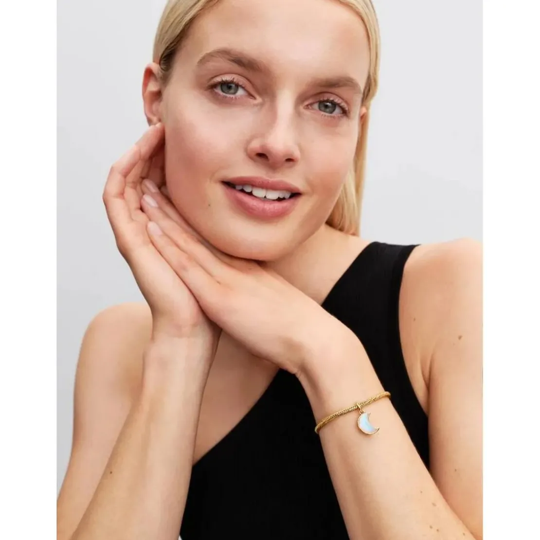 PandoraBracelet Maille Serpent Facettée Fermoir Cœur Doré