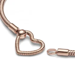 PandoraBracelet Maille Serpent avec Fermoir Cœur en Métal doré à l'or rose fin 585/1000Pandora Moments
