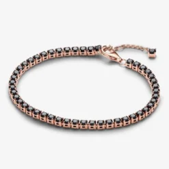 PandoraBracelet métal doré à l'or fin avec cristal noir femme Pandora Timeless