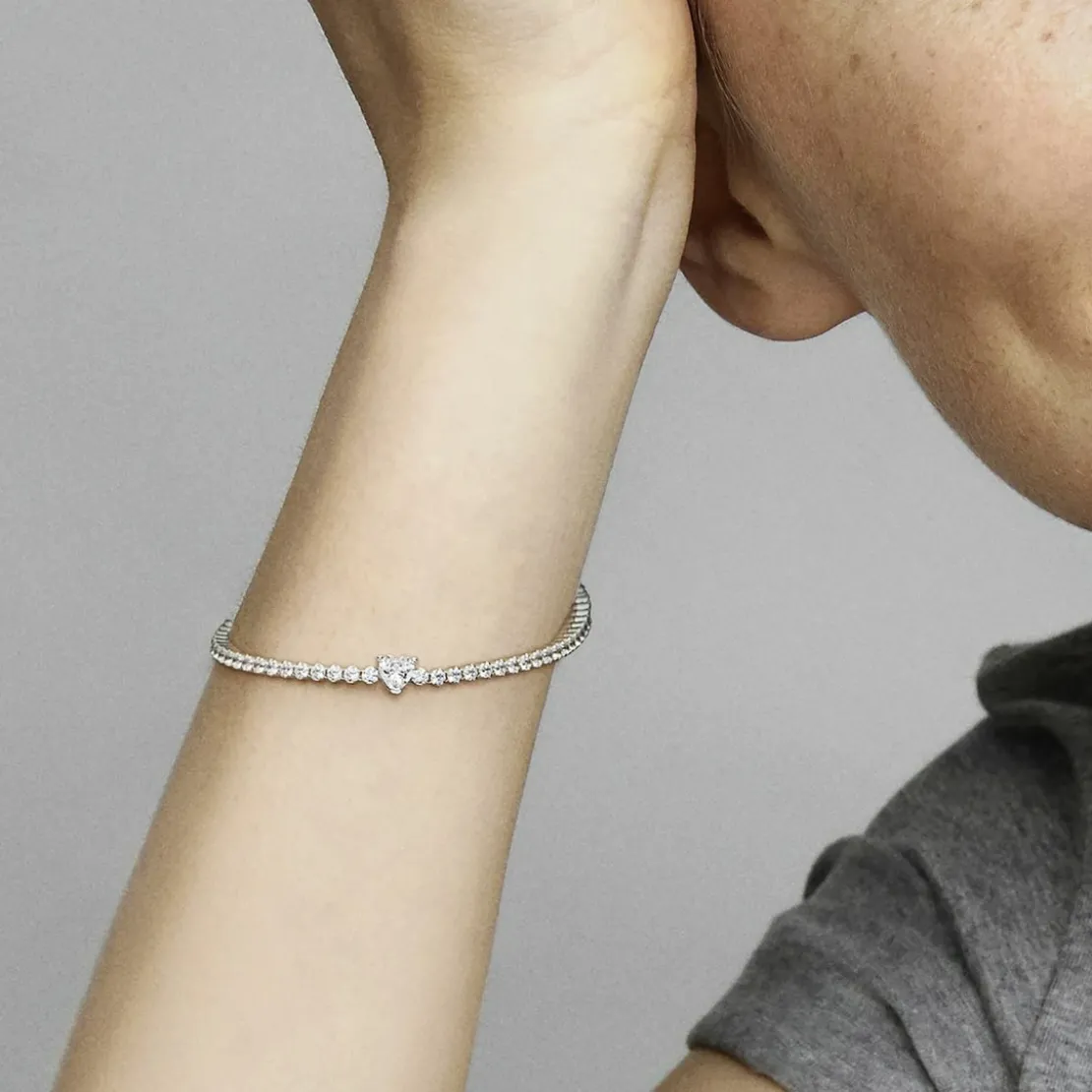 PandoraBracelet Rivière Cœur Scintillant Pandora Timeless - Argent