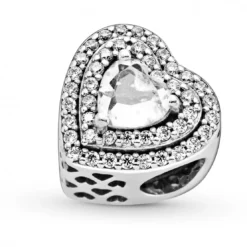 PandoraCharm Cœurs Nivelés Scintillant Pandora Timeless - Argent