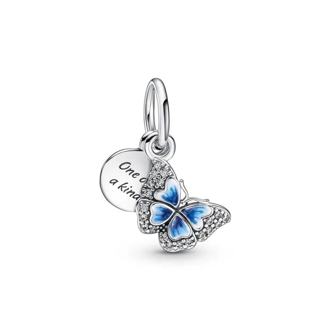 PandoraCharm double pendant Pandora Moments Papillon bleu & Citation - Argent 925/1000ᵉ