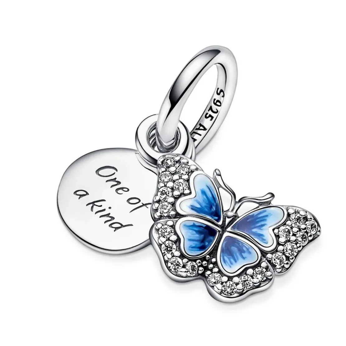 PandoraCharm double pendant Pandora Moments Papillon bleu & Citation - Argent 925/1000ᵉ