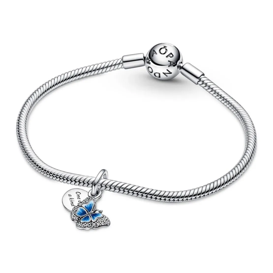 PandoraCharm double pendant Pandora Moments Papillon bleu & Citation - Argent 925/1000ᵉ