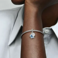 PandoraCharm double pendant Pandora Moments Papillon bleu & Citation - Argent 925/1000ᵉ