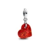 PandoraCharm Pendant Cœur Rouge Opalescent