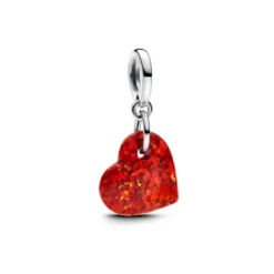 PandoraCharm Pendant Cœur Rouge Opalescent