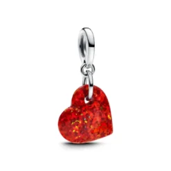 PandoraCharm Pendant Cœur Rouge Opalescent
